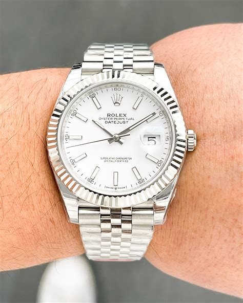 rolex datejust 41 jubilee white dial|rolex datejust 41 reference.